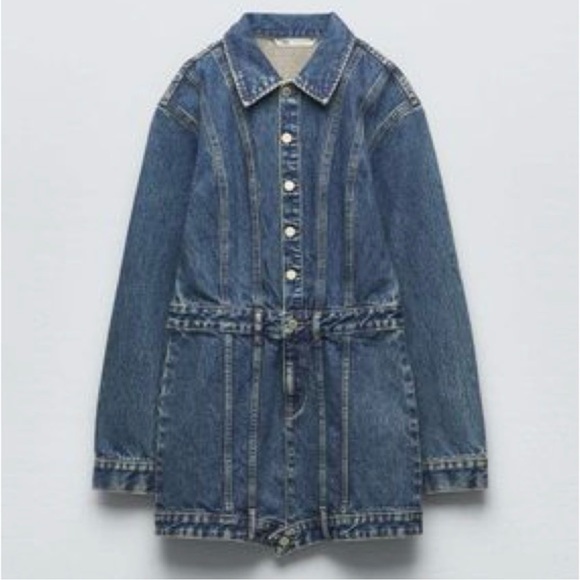 ZARA Denim Button Mini Dress ✨NWOT✨ - Picture 8 of 14